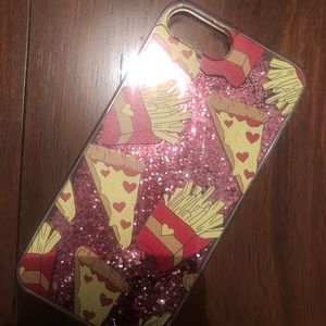 french fry and pizza glitter iphone case